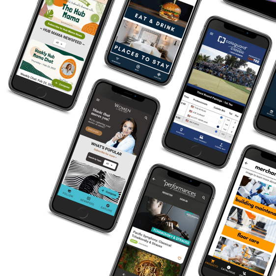 A selection of IHUBApps with brands like PGA